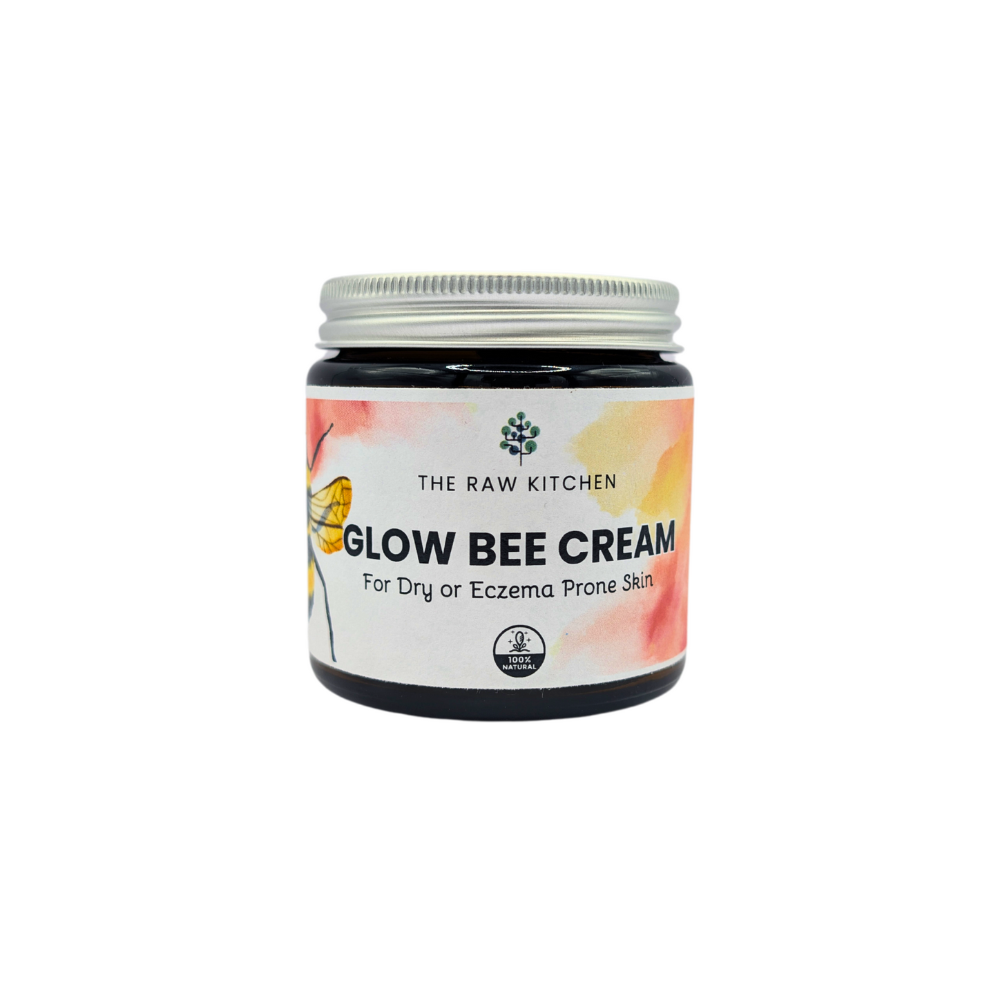 A jar of Glow Bee Cream for dry or eczema-prone skin - The Raw Kitchen UK.