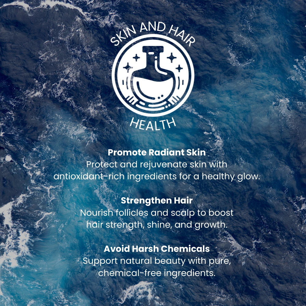 An infographic on The Raw Kitchen UK's Skin & Hair Health pillar, highlighting how natural ingredients can promote radiant skin and strengthen hair.