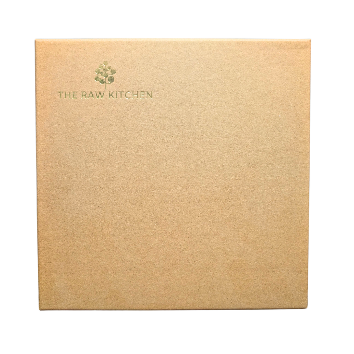 The Raw Kitchen UK's branded raw honey gift box, showing the simple kraft packaging.