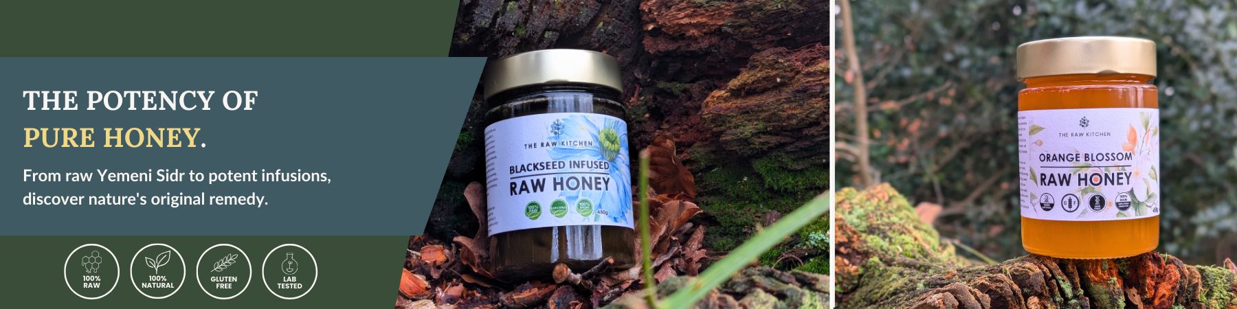 Beekeeper's Honey jar with honeycomb and flowers on a natural background