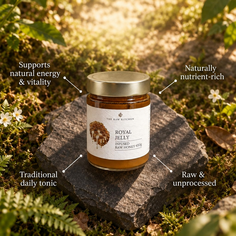 Royal Jelly Infused Raw Honey | 450g | Hormonal Balance & Vitality Support