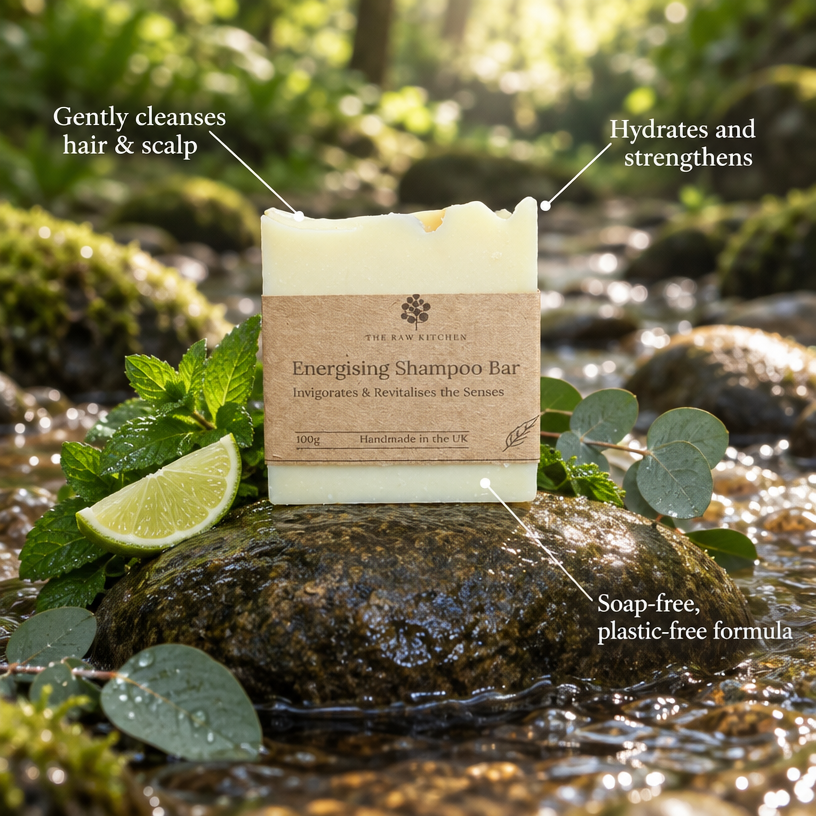 Beige shampoo bar with label, rectangular 100g hair cleanser