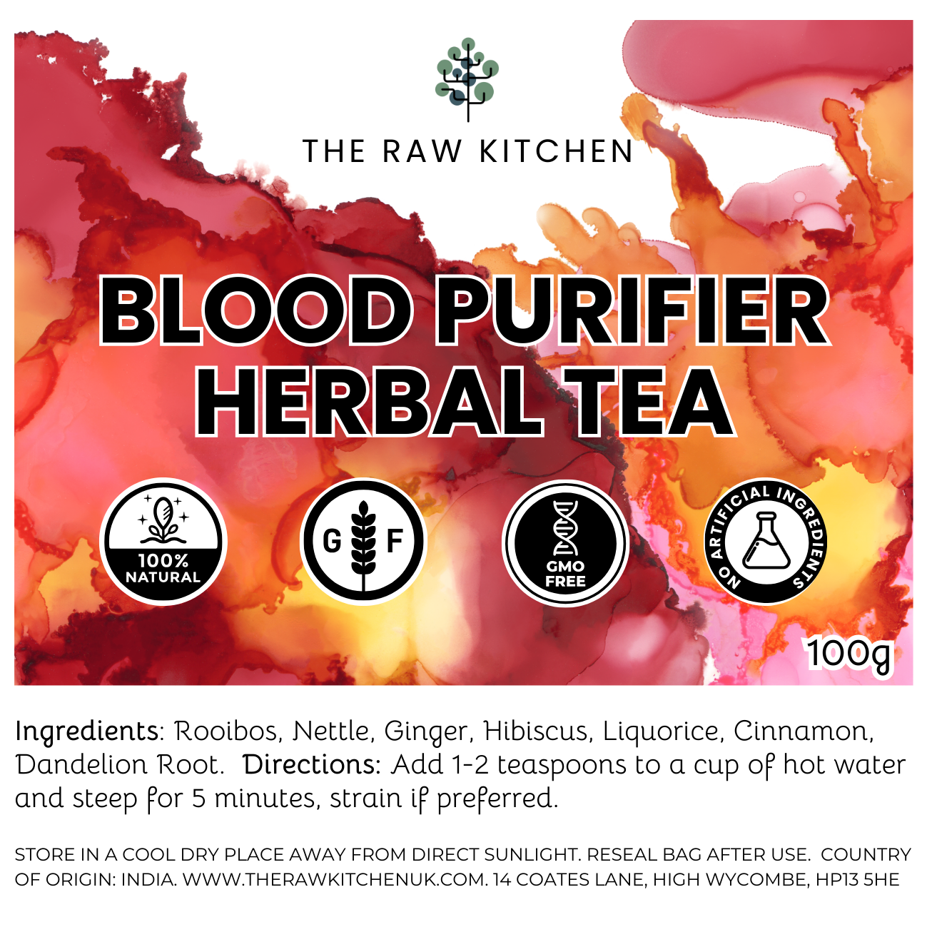 Blood Purifer Herbal Tea | 100g | - The Raw Kitchen UK