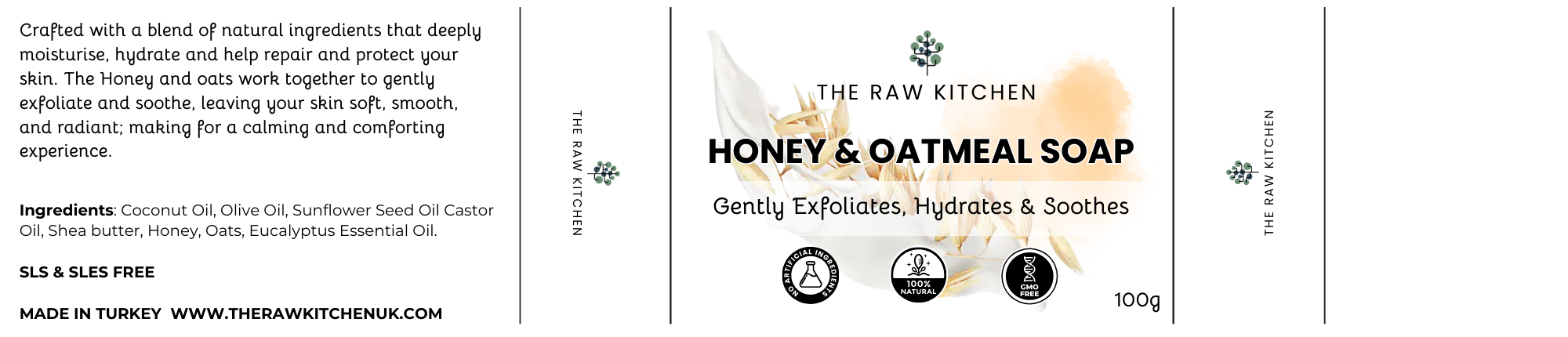 Honey and Oat Soap Bar | 100g | - The Raw Kitchen UK