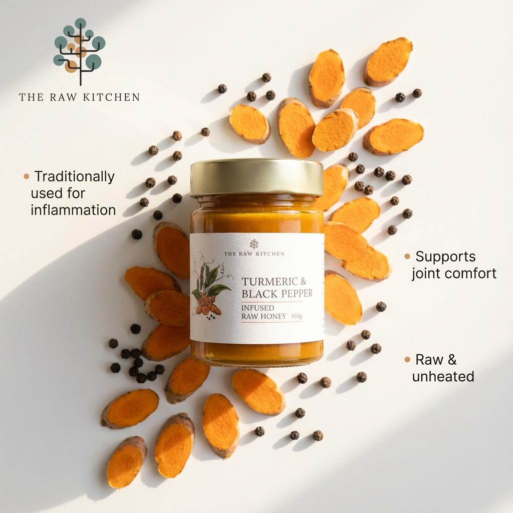 Turmeric & Black Pepper Infused Raw Honey | 450g | Anti-Inflammatory & Immune Support