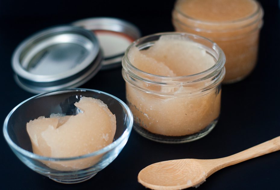 Freshly prepared organic seamoss gel in glass jars, showing its smooth texture in a bowl with a wooden spoon - The Raw Kitchen UK.