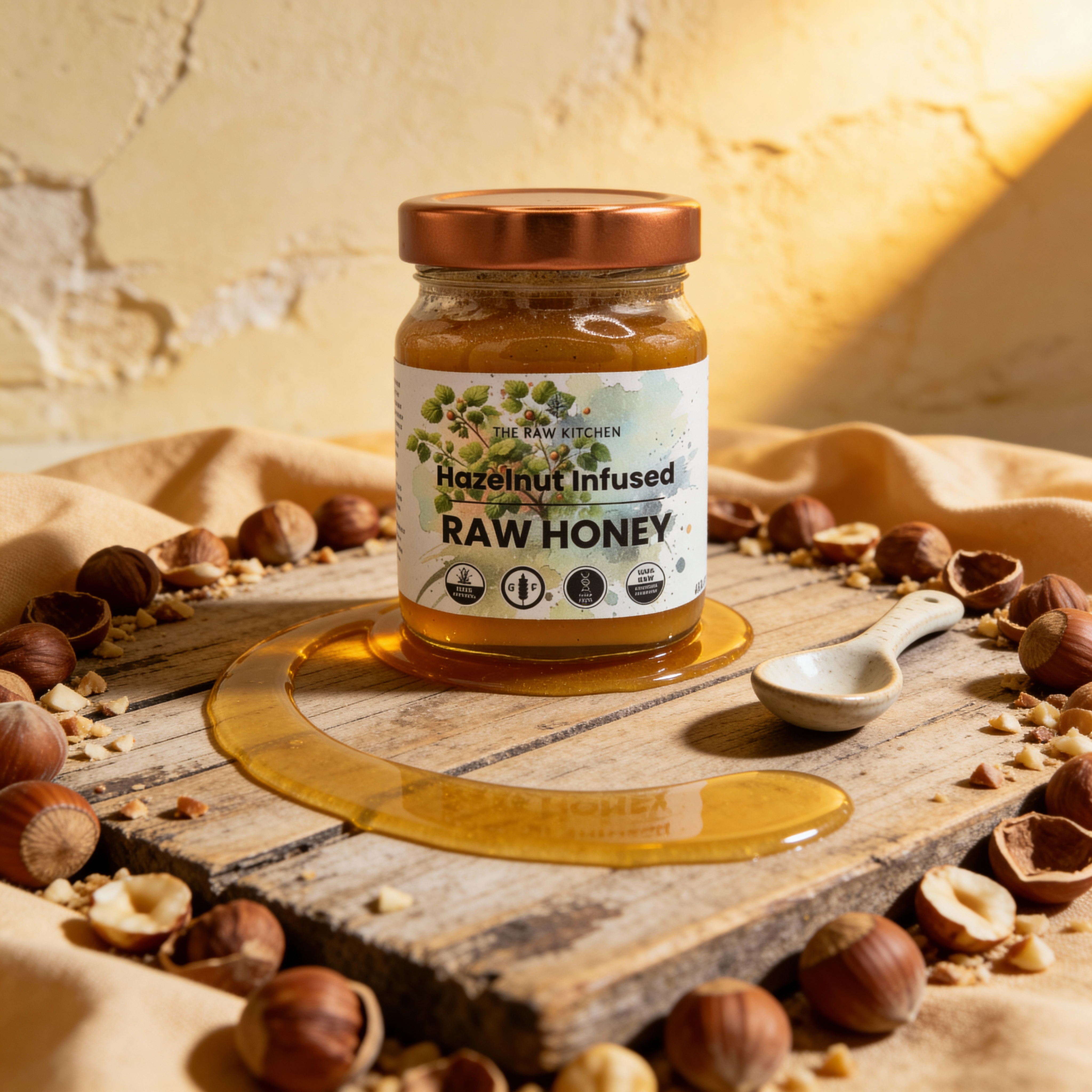 Hazelnut Infused Raw Honey | 450g | Vitamin E & Energy Blend
