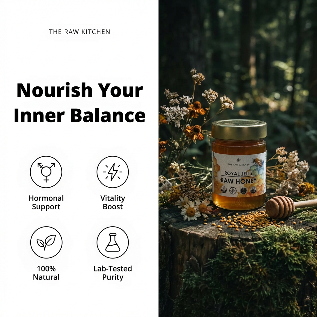 Royal Jelly Infused Raw Honey | 450g | Hormonal Balance & Vitality Support