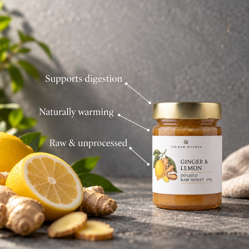 Ginger & Lemon Infused Raw Honey | 450g | Zesty & Warming