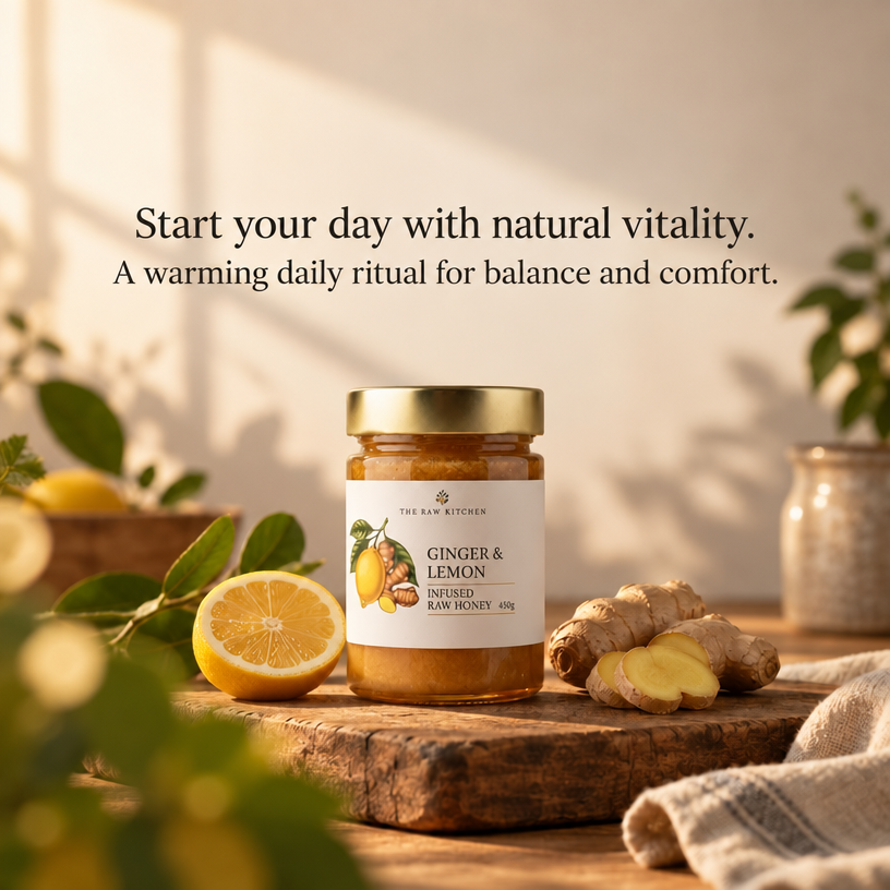 Ginger & Lemon Infused Raw Honey | 450g | Zesty & Warming