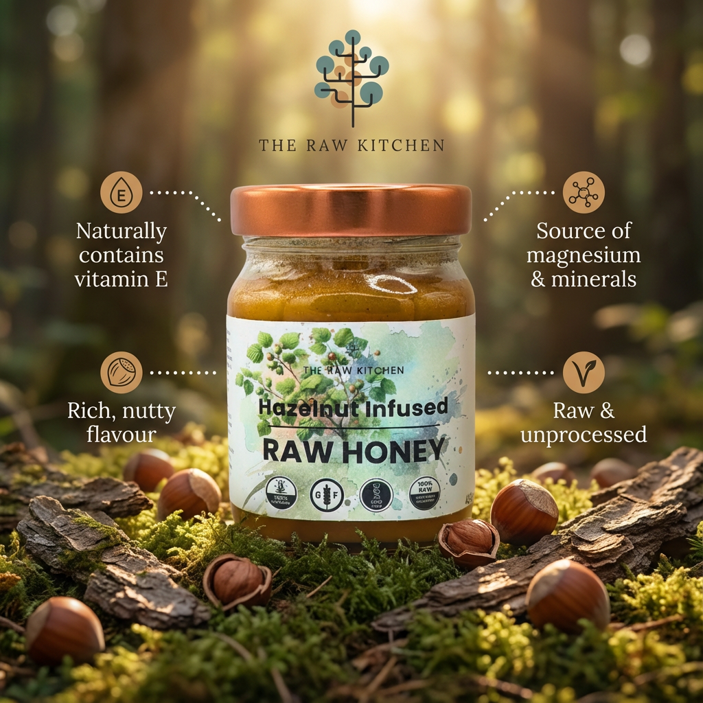 Hazelnut Infused Raw Honey | 450g | Vitamin E & Energy Blend