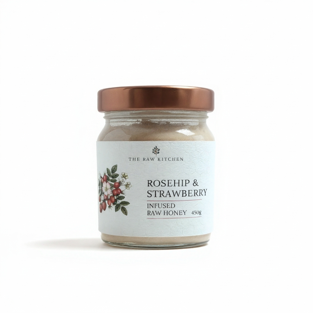 Rosehip & Strawberry Infused Raw Honey | 450g | Bright & Fruity Blend