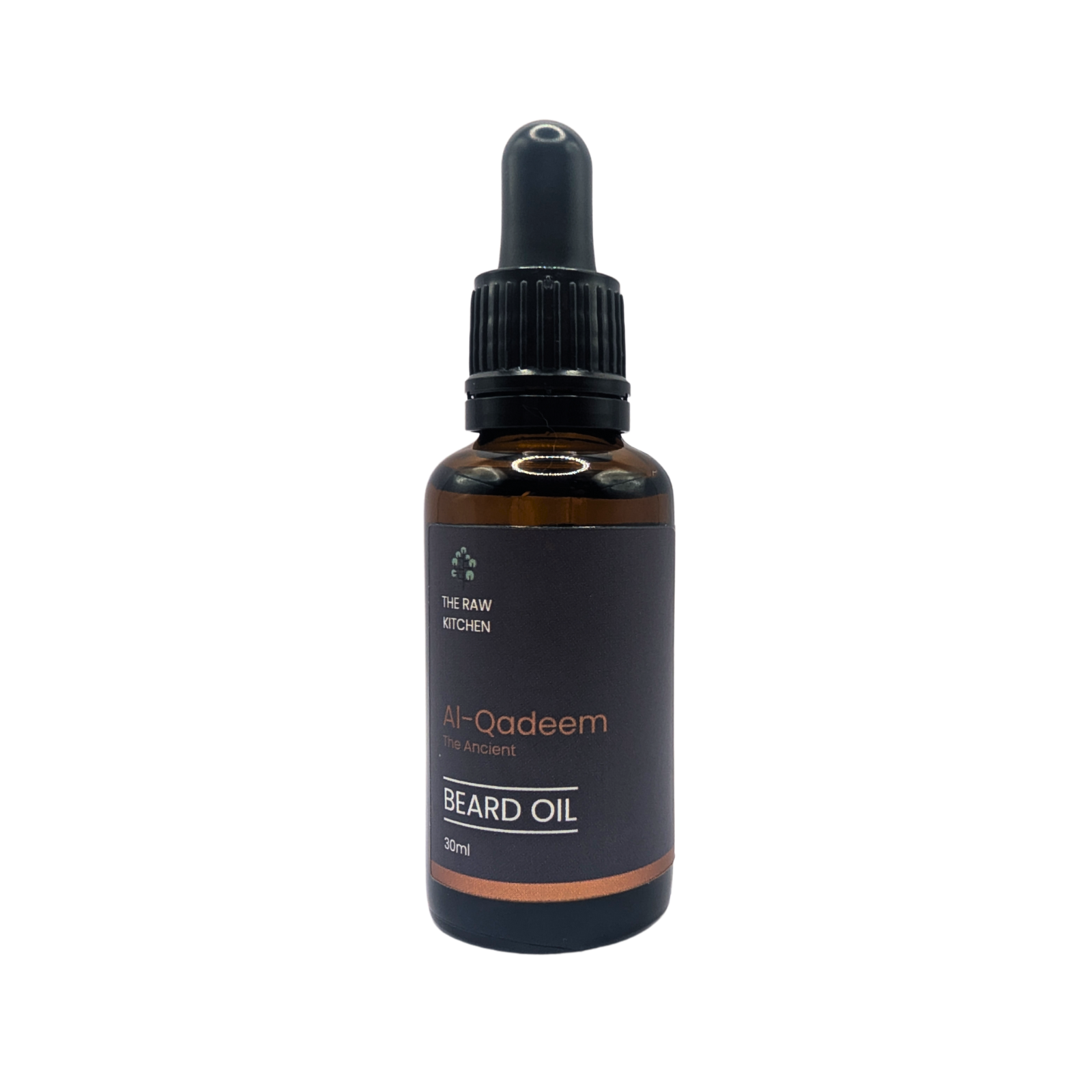 A 30ml bottle of Al-Qadeem "The Ancient" Beard Oil - The Raw Kitchen UK.