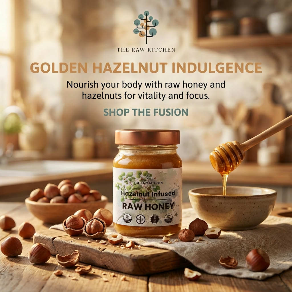 Hazelnut Infused Raw Honey | 450g | Vitamin E & Energy Blend