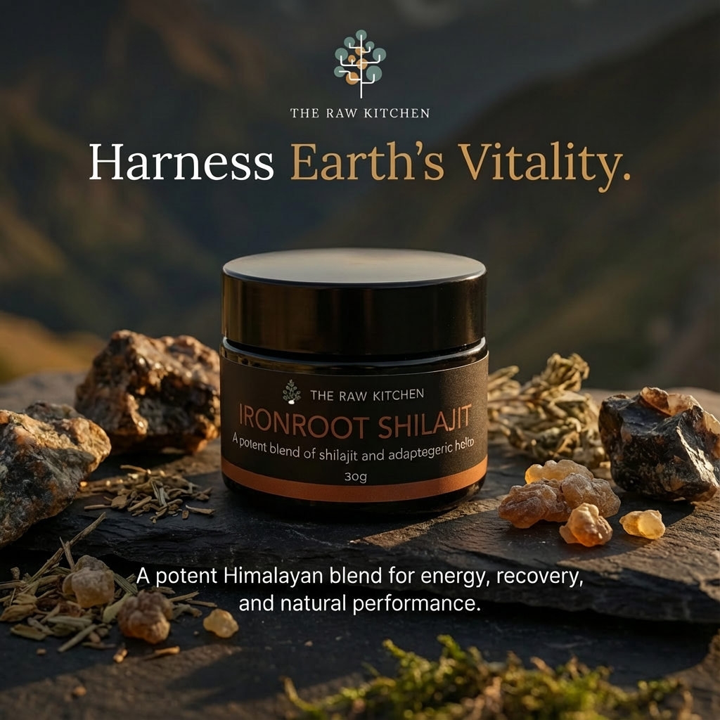 a jar of shilajit resting on a slate slab